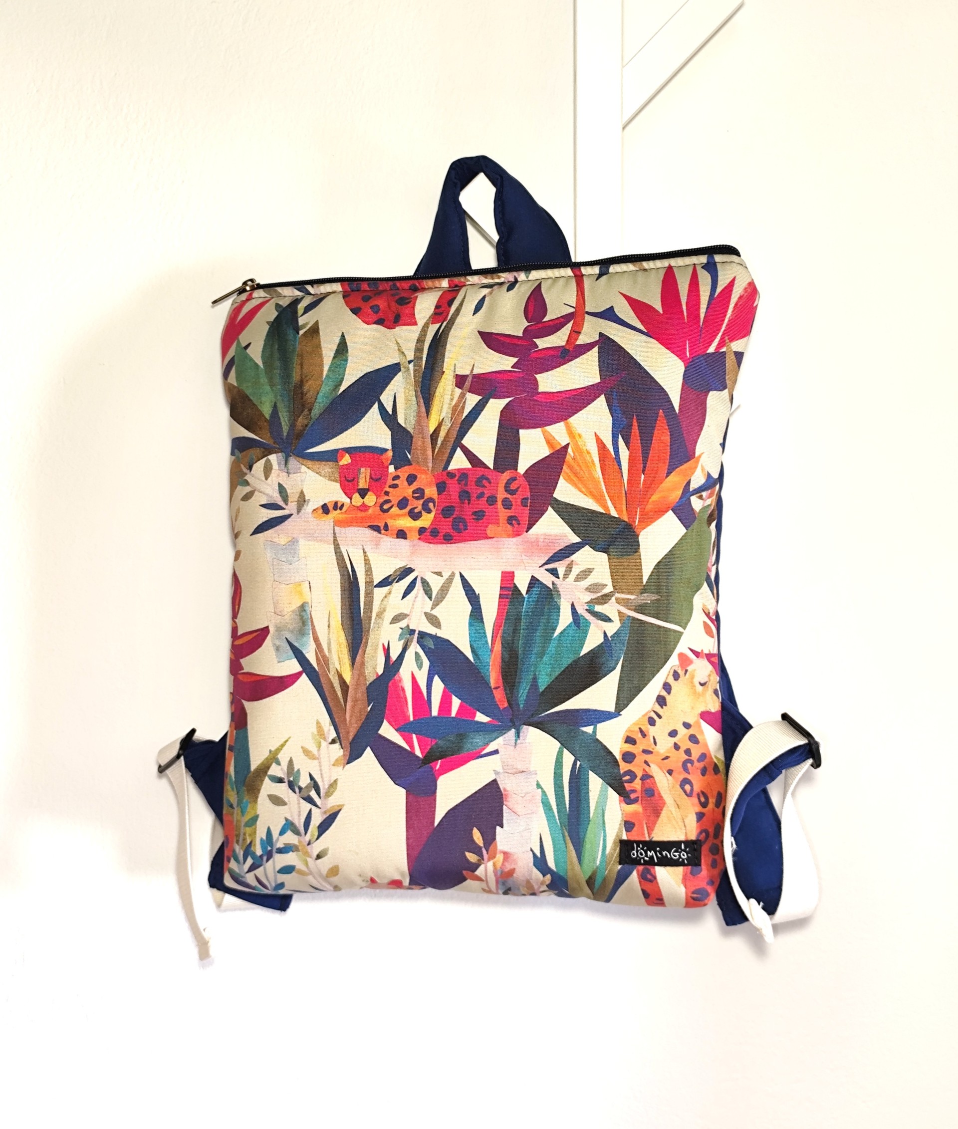Bright Jungle Leopards Puffer Backpack Medium